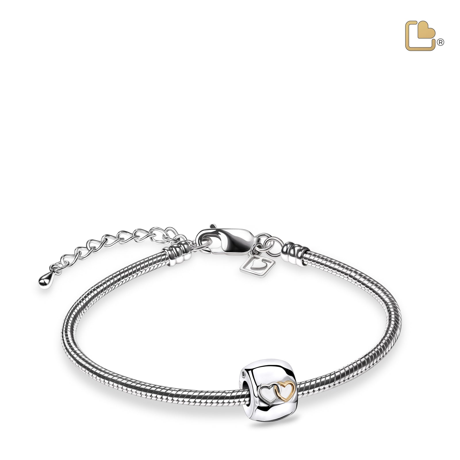 BD2014 Entwined Hearts Ashes Bead Pol Silver & Gold Vermeil