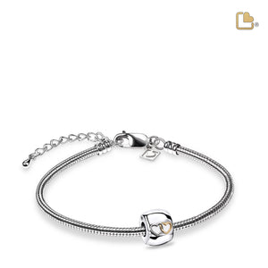 BD2014 Entwined Hearts Ashes Bead Pol Silver & Gold Vermeil