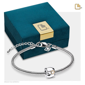 BD2014 Entwined Hearts Ashes Bead Pol Silver & Gold Vermeil