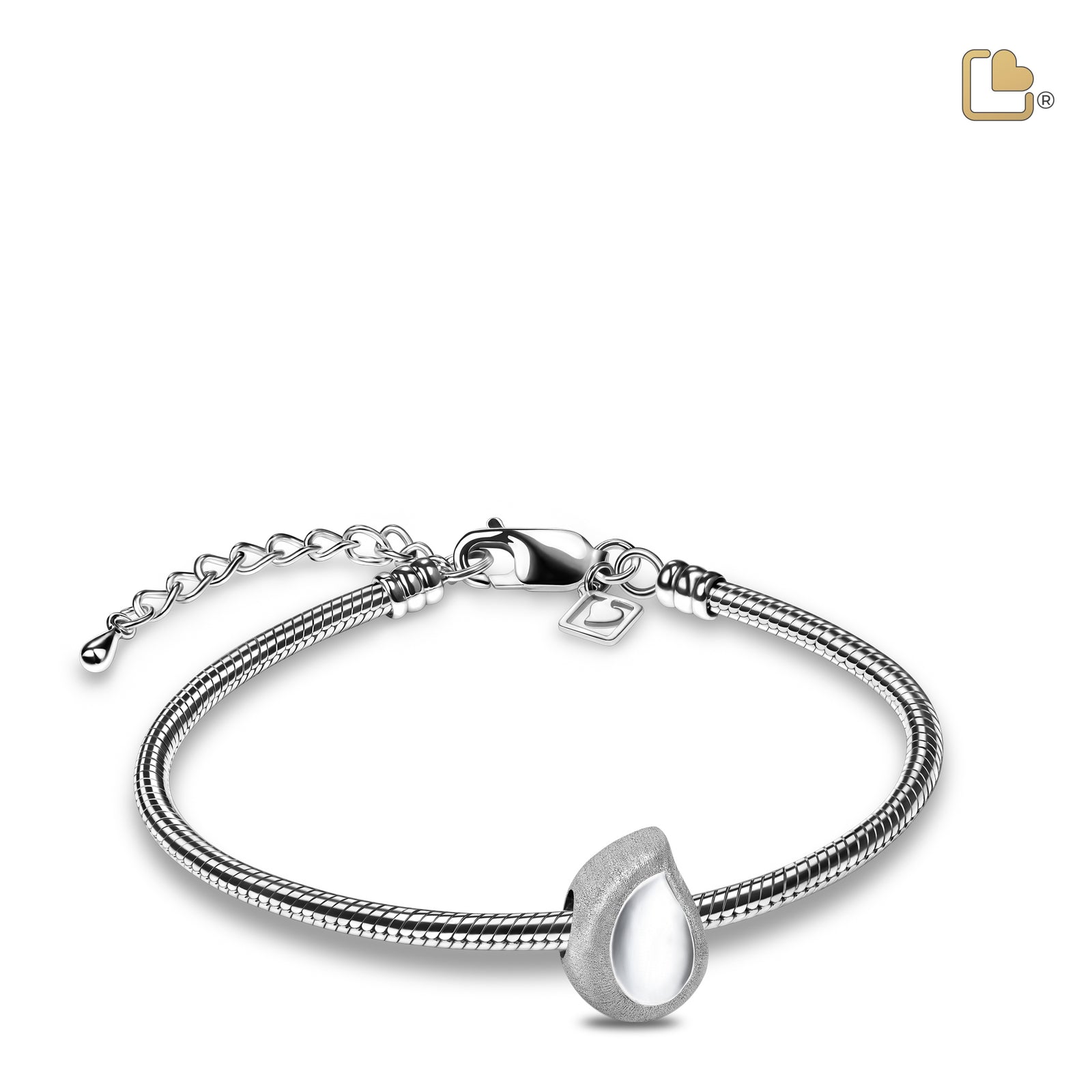 BD2060 TearDrop Ashes Bead Pol & Bru Silver