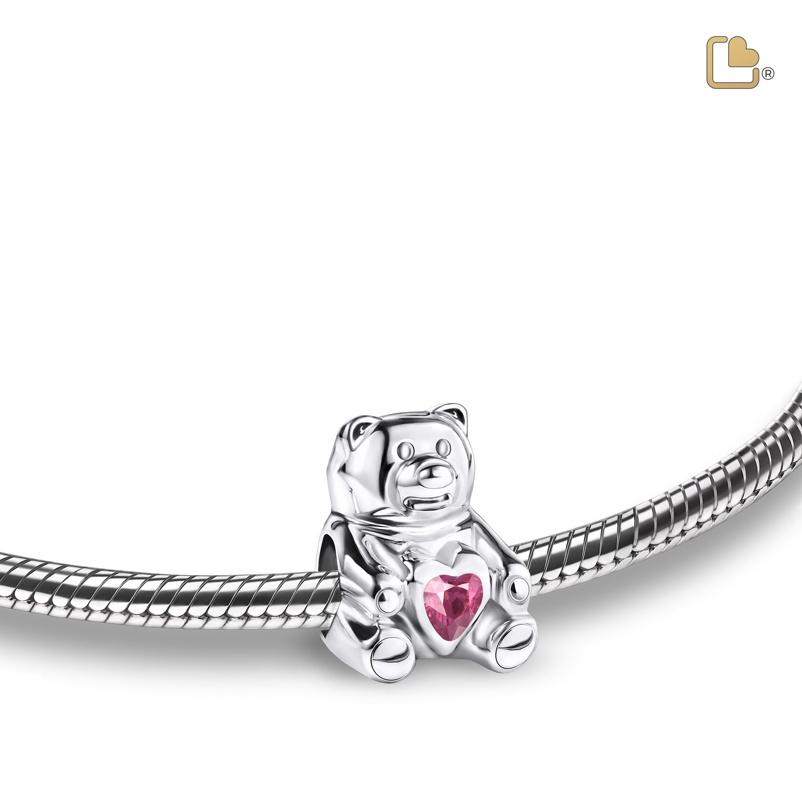 BD2080 CuddleBear Ashes Bead Pink & Pol Silver w/Zirconia