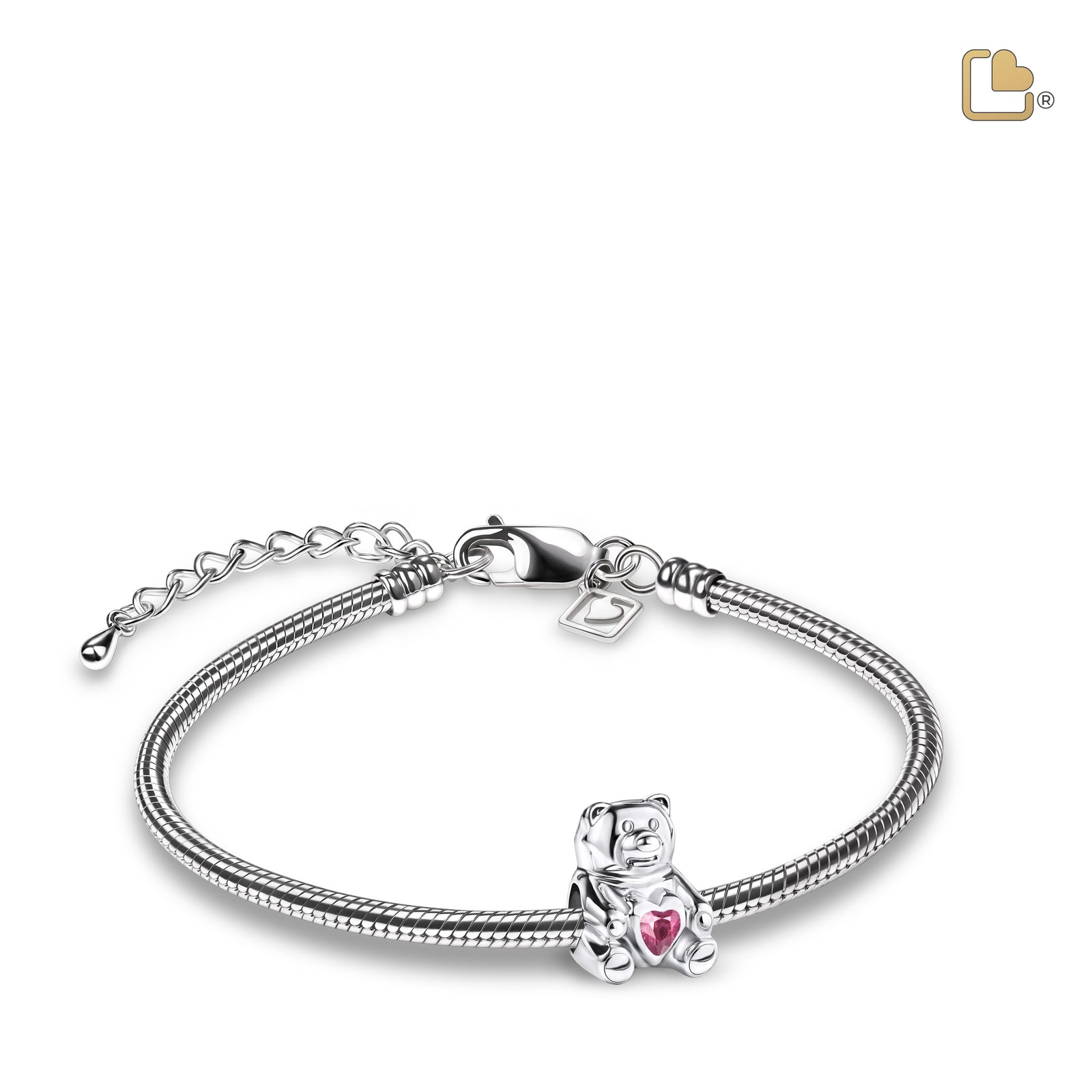 BD2080 CuddleBear Ashes Bead Pink & Pol Silver w/Zirconia