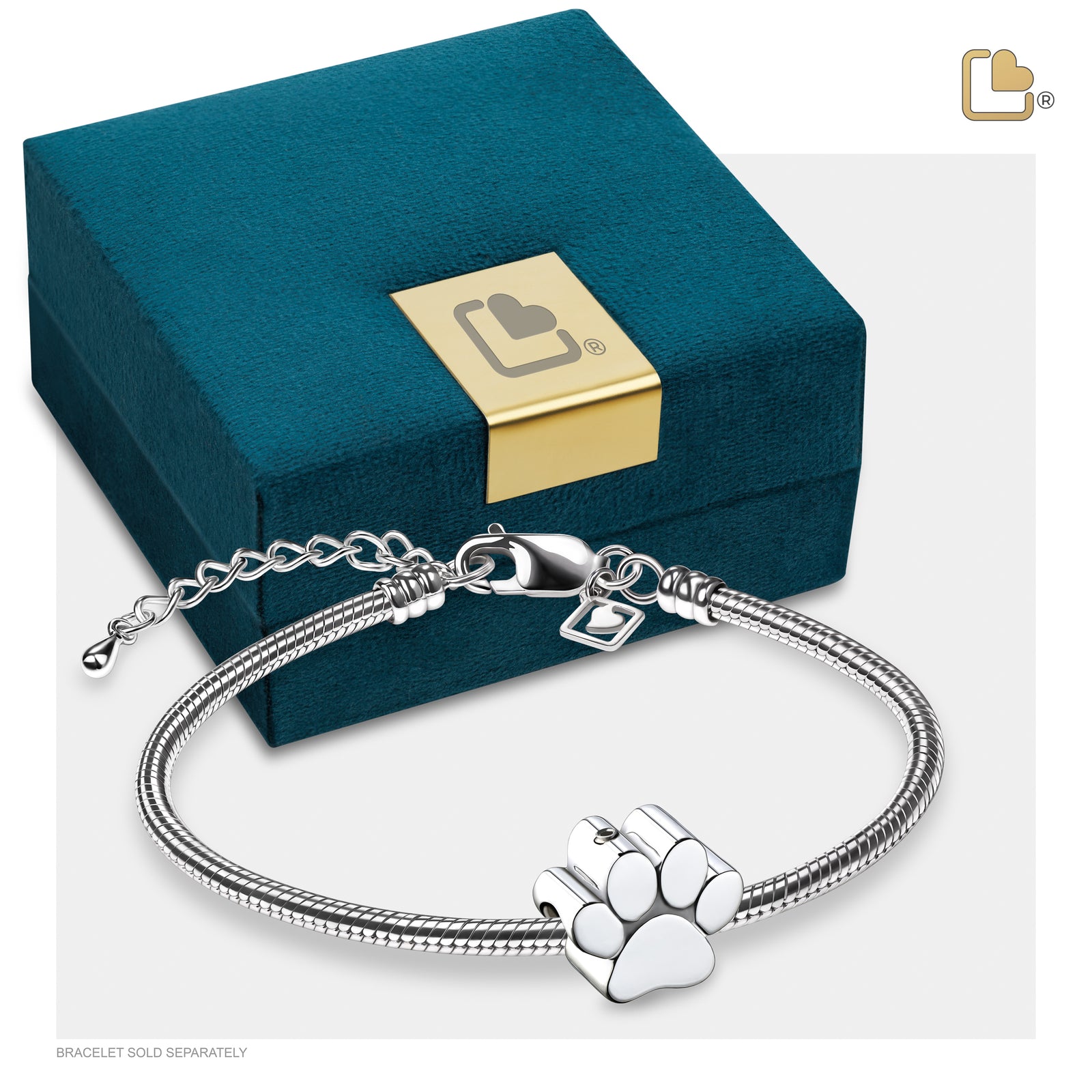 BD2102 Paw Ashes Bead Pol Silver