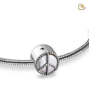 BD2120 Peace Mother of Pearl Ashes Bead Pol Silver