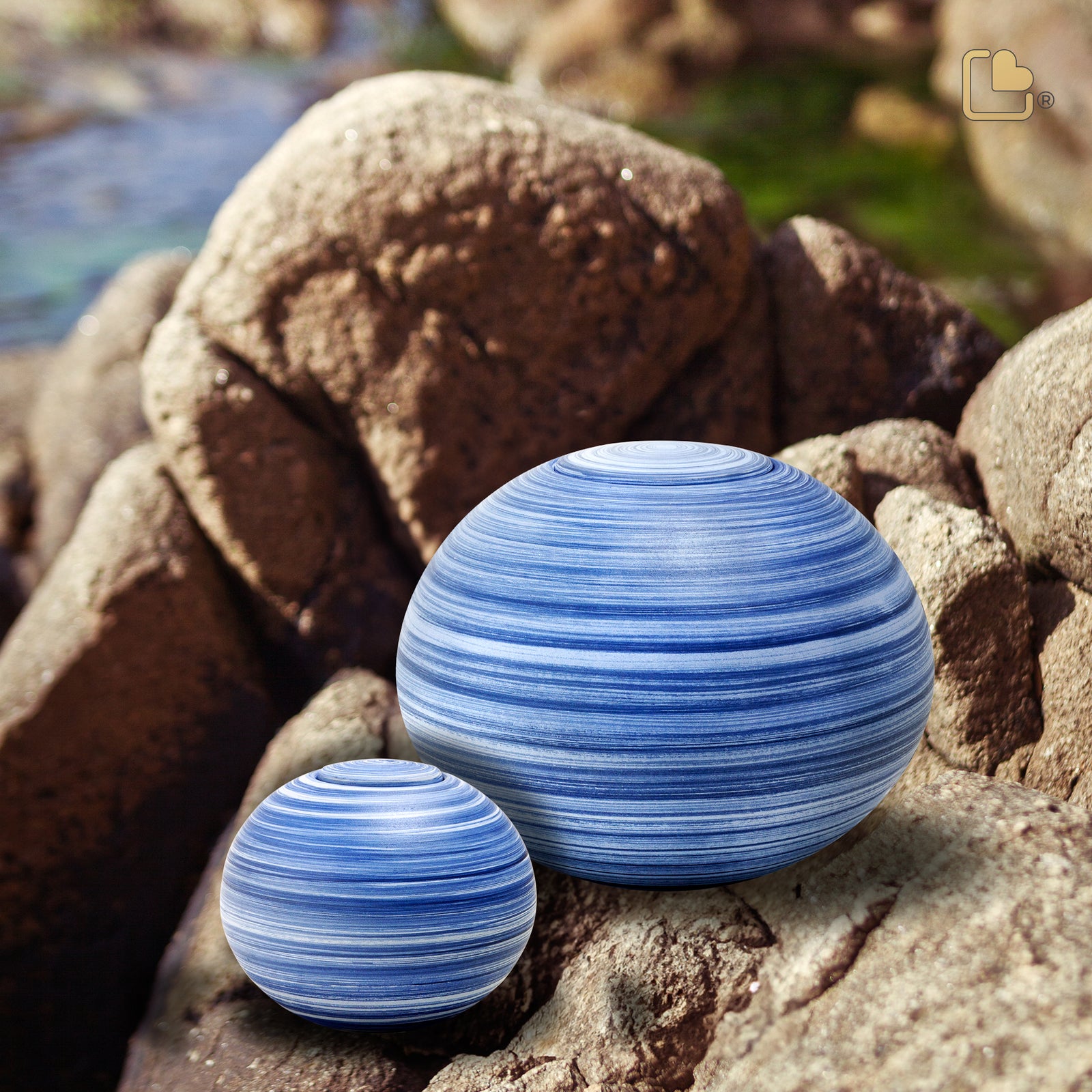 BK101 Mountain Lake Round Keepsake Urn Eco Pigment