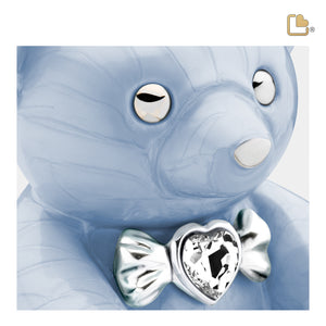 C1011 CuddleBear Child Urn Pearl Blue & Pol Silver w/Crystal