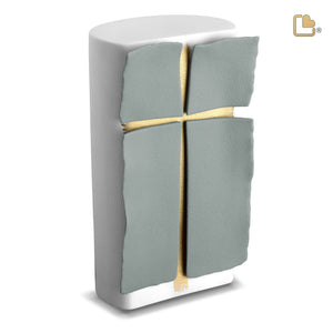 CA140 Holy Cross Standard Adult Urn Silver Grey & White