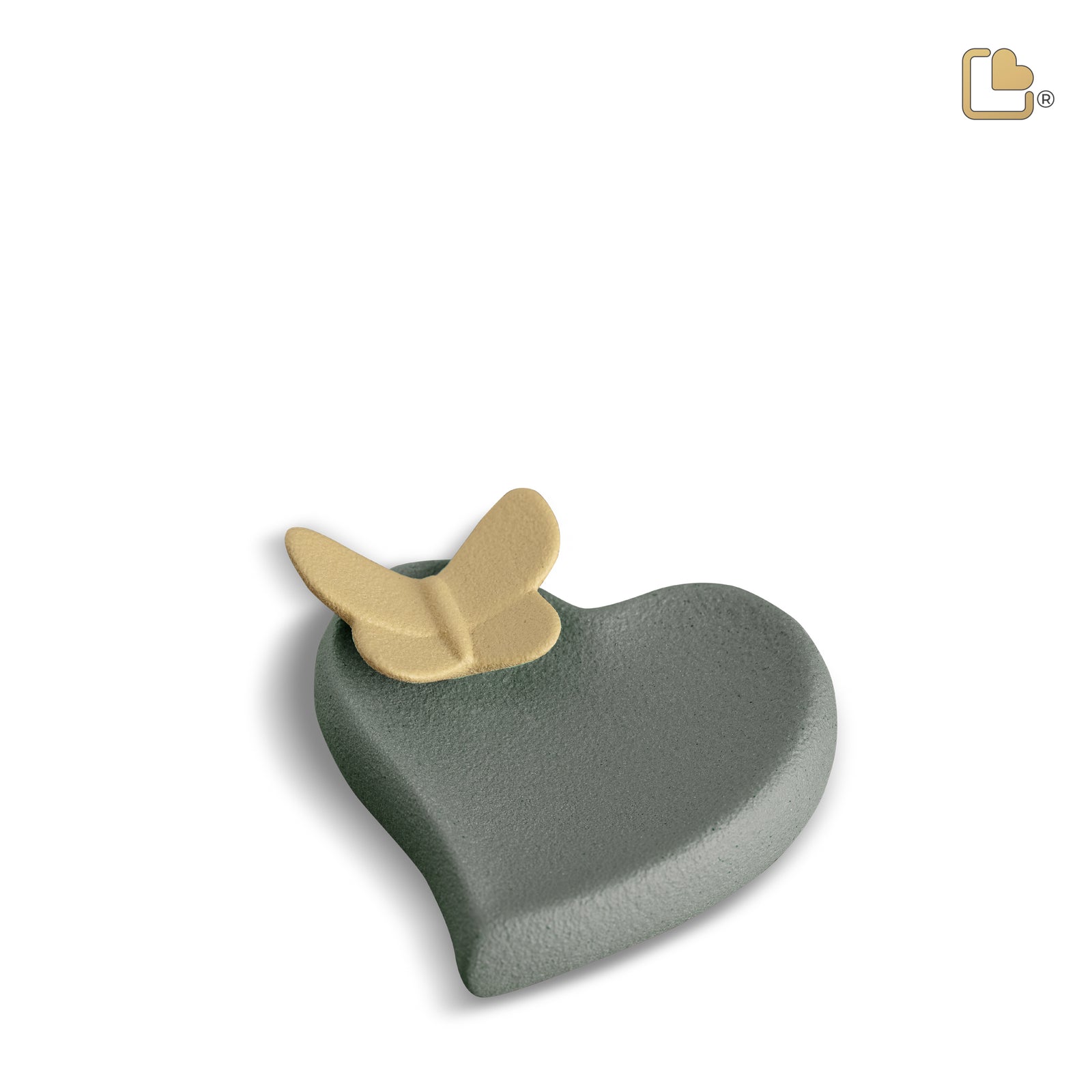 CK170 Heart with Butterfly Accent Keepsake Urn Moss & Yellow