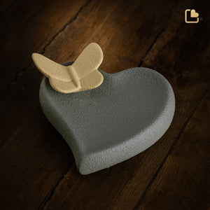 CK170 Heart with Butterfly Accent Keepsake Urn Moss & Yellow