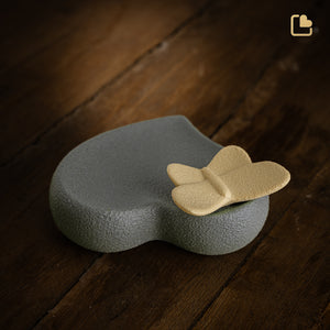 CK170 Heart with Butterfly Accent Keepsake Urn Moss & Yellow