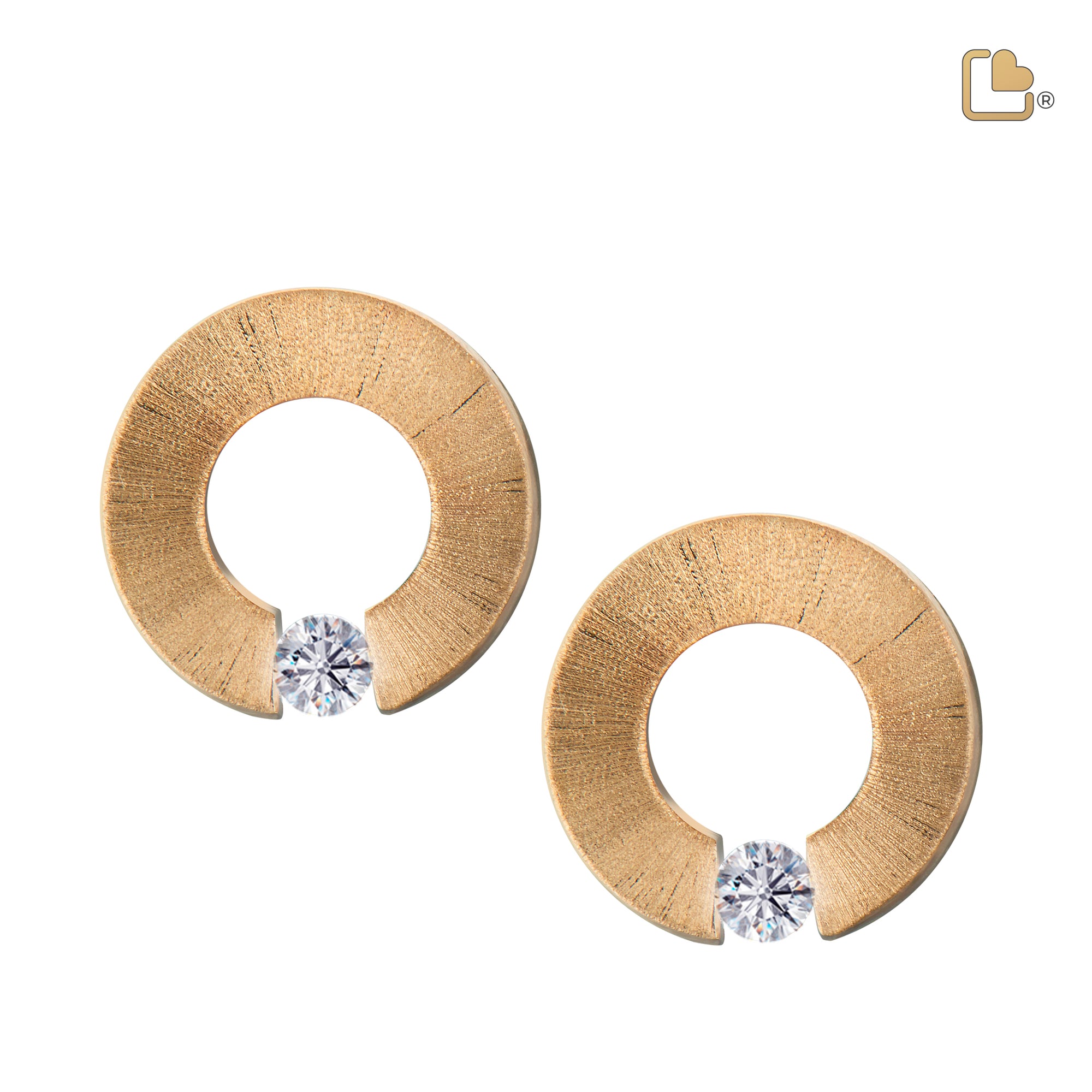 ER1041   Omega Stud Earrings Pol & Bru Gold Vermeil