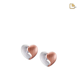 ER1051 HeartFelt Stud Earrings Bru Silver & Rose Gold Vermeil