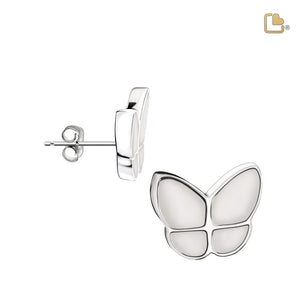 ER1202 Wings of Hope Stud Earrings Pearl White & Pol Silver