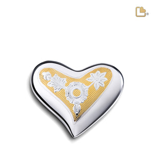H250 Elegant Floral Heart Keepsake Urn Pol Silver