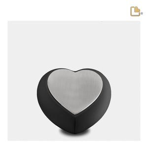 H583 Drop Heart Keepsake Urn Black & Bru Pewter