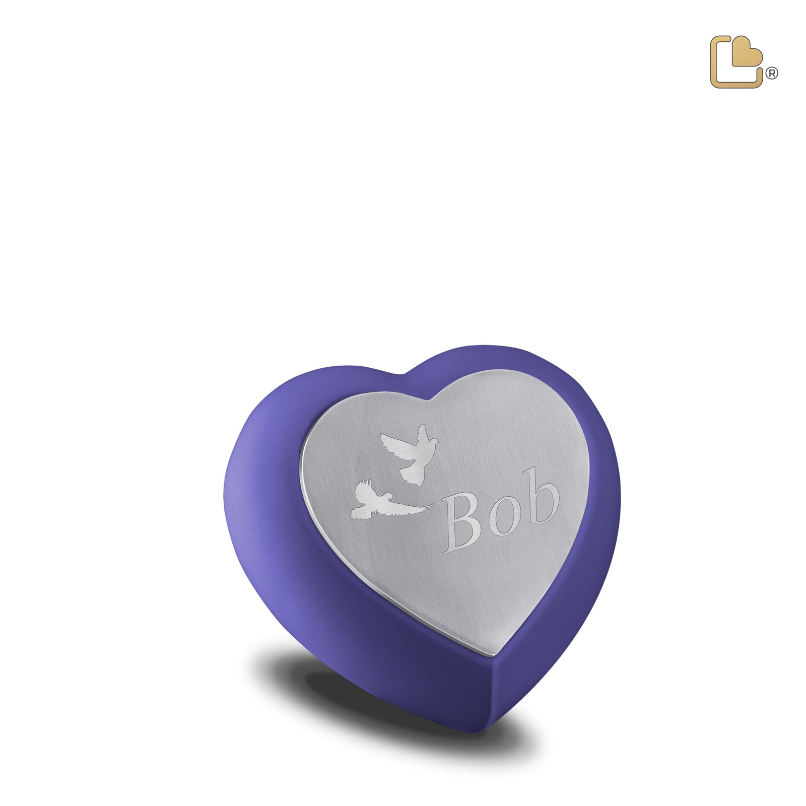 H586 Drop Heart Keepsake Urn Navy & Bru Pewter