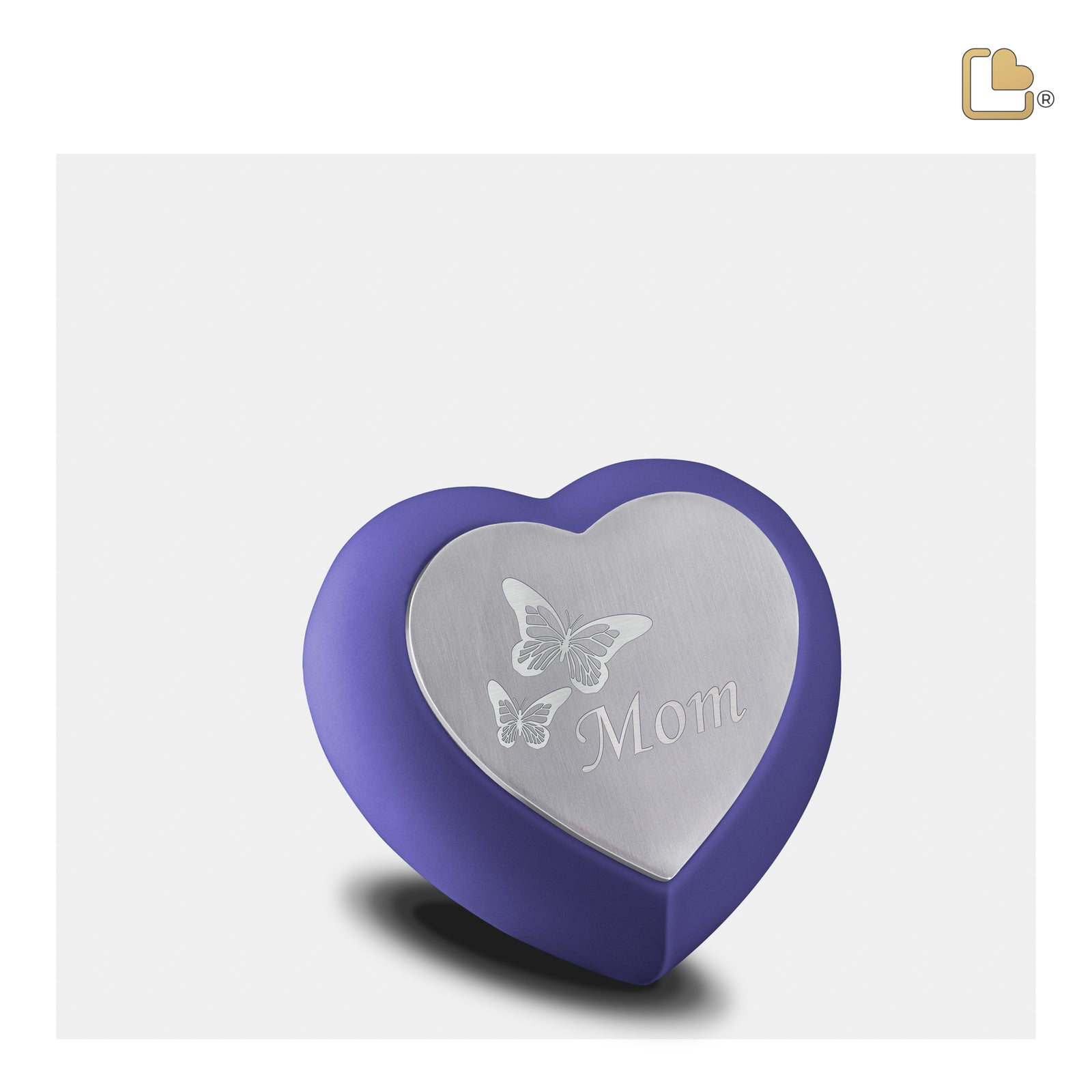 H586 Drop Heart Keepsake Urn Navy & Bru Pewter