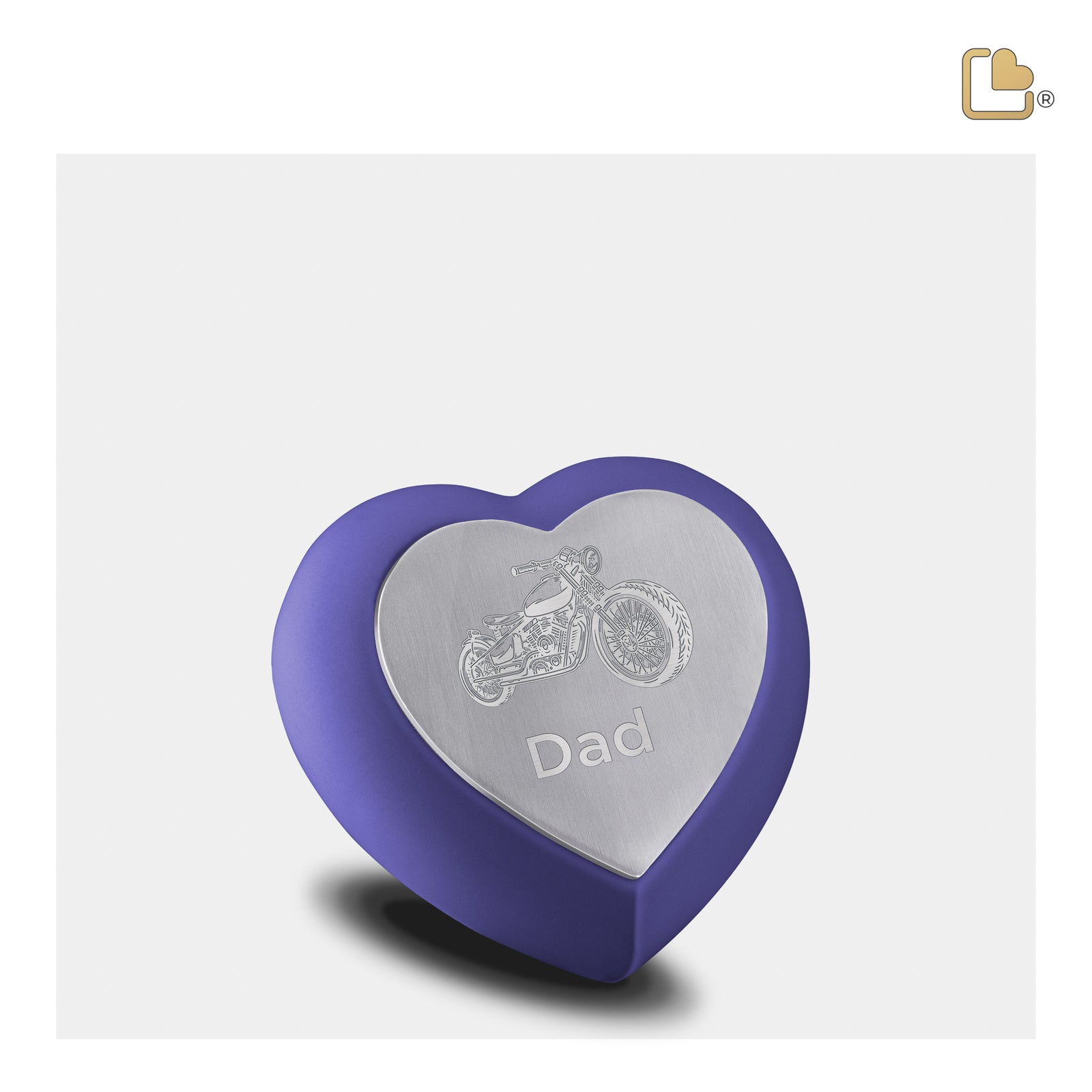 H586 Drop Heart Keepsake Urn Navy & Bru Pewter