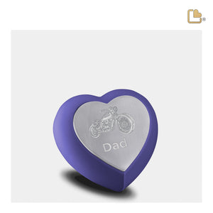 H586 Drop Heart Keepsake Urn Navy & Bru Pewter