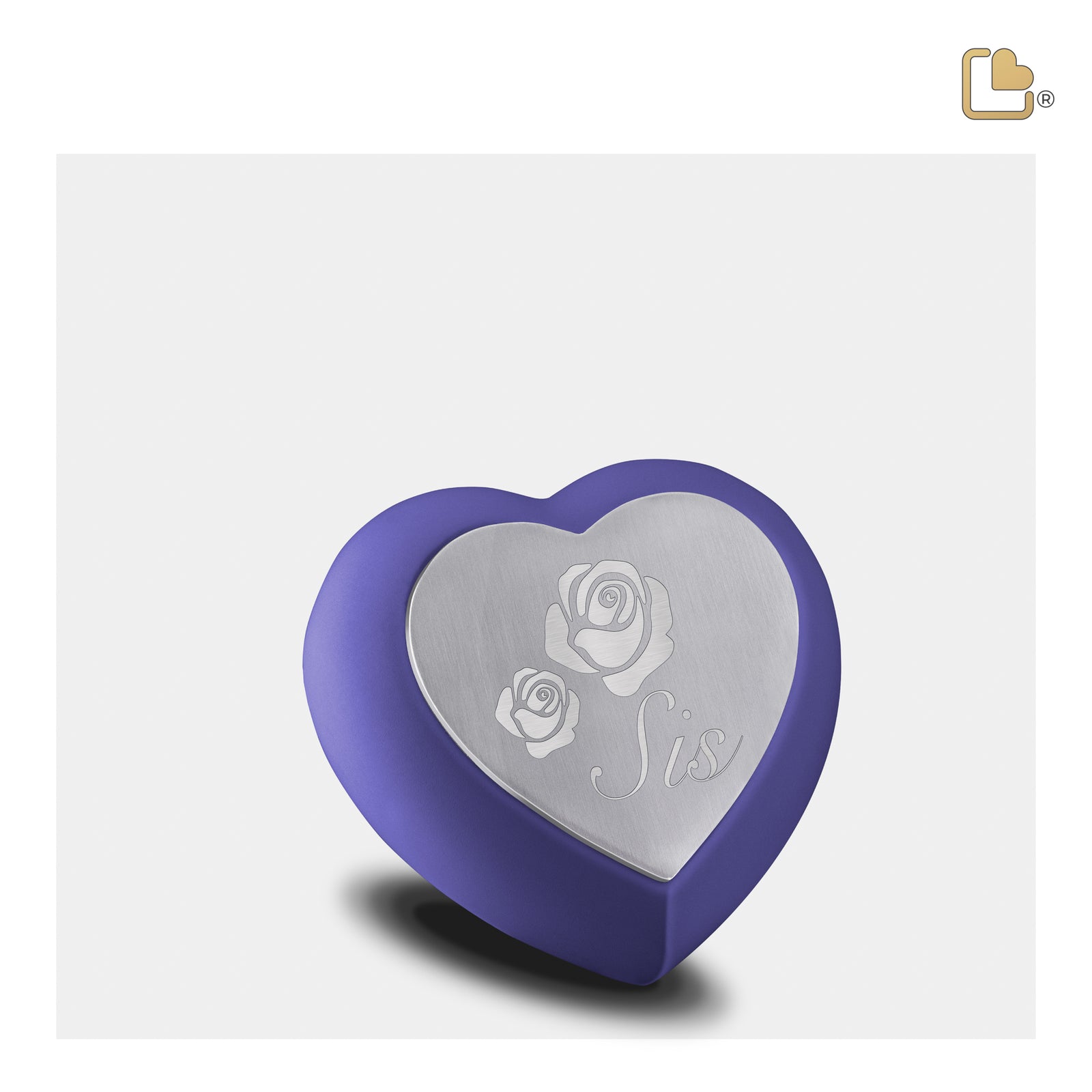 H586 Drop Heart Keepsake Urn Navy & Bru Pewter
