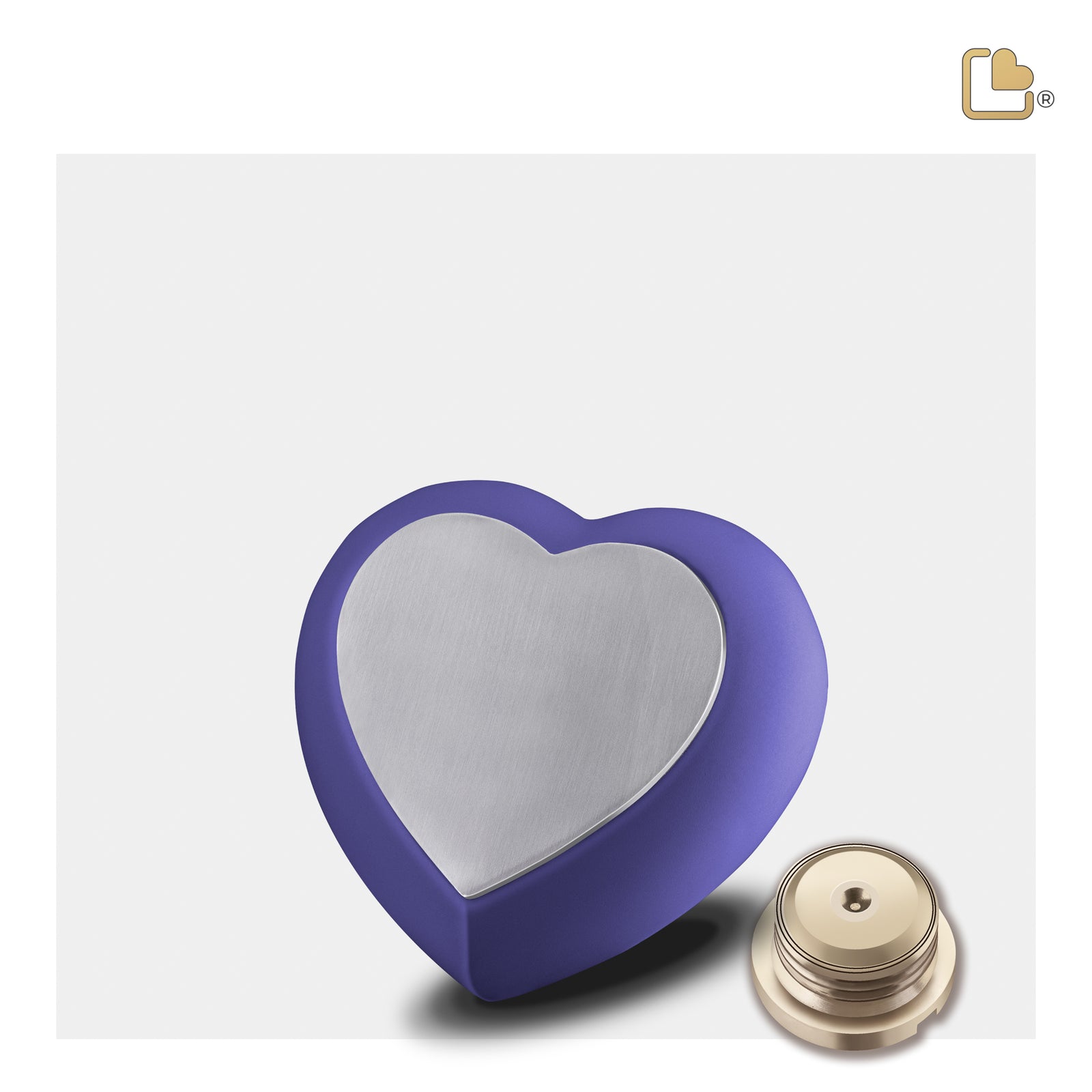 H586 Drop Heart Keepsake Urn Navy & Bru Pewter