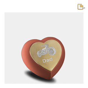 H587 Drop Heart Keepsake Urn Terracotta & Bru Gold