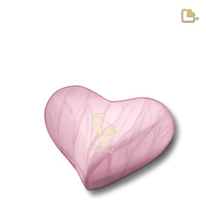 H667 Heart Child Urn Pearl Pink