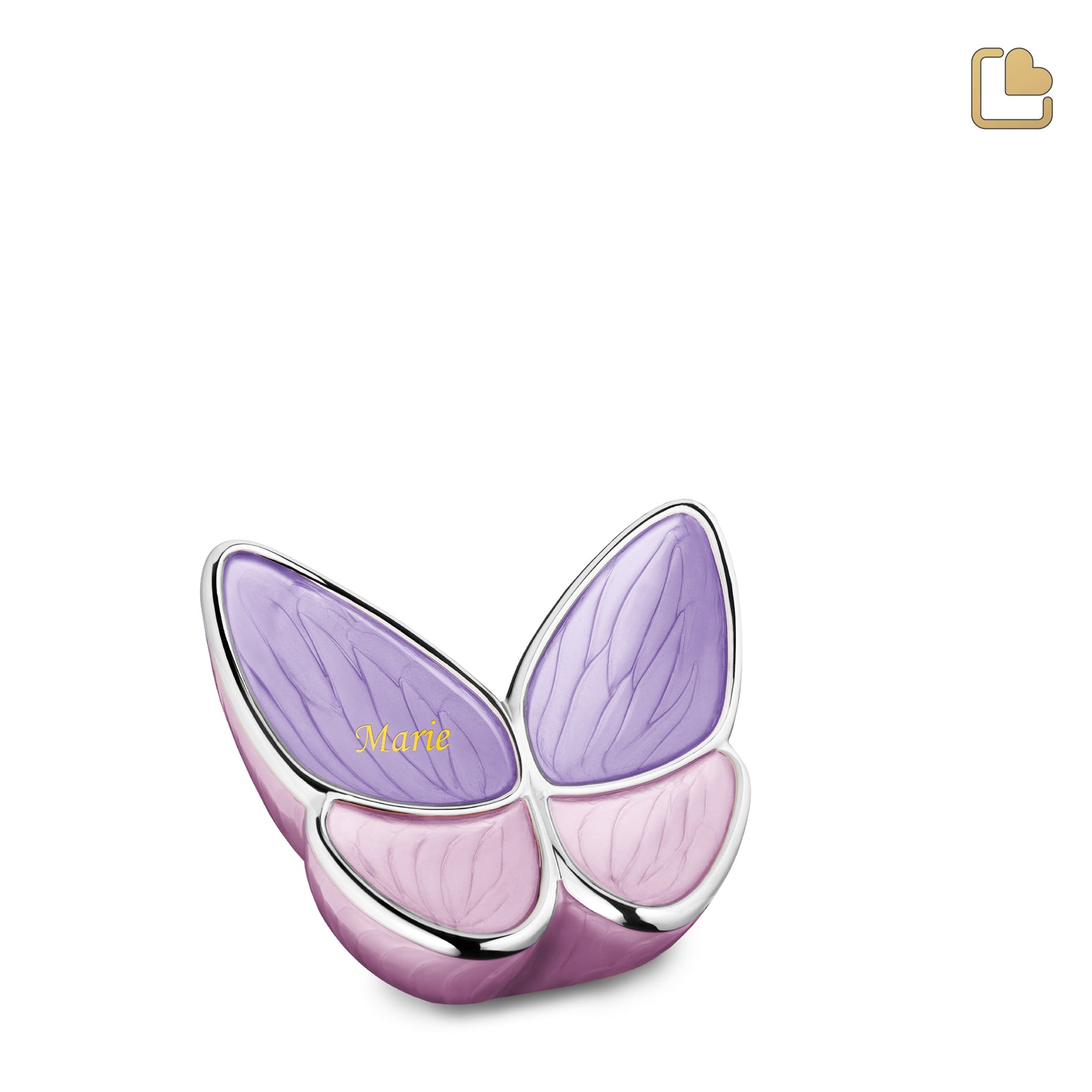 K1040 Wings of Hope Keepsake Urn Pearl Lavender & Pol Silver
