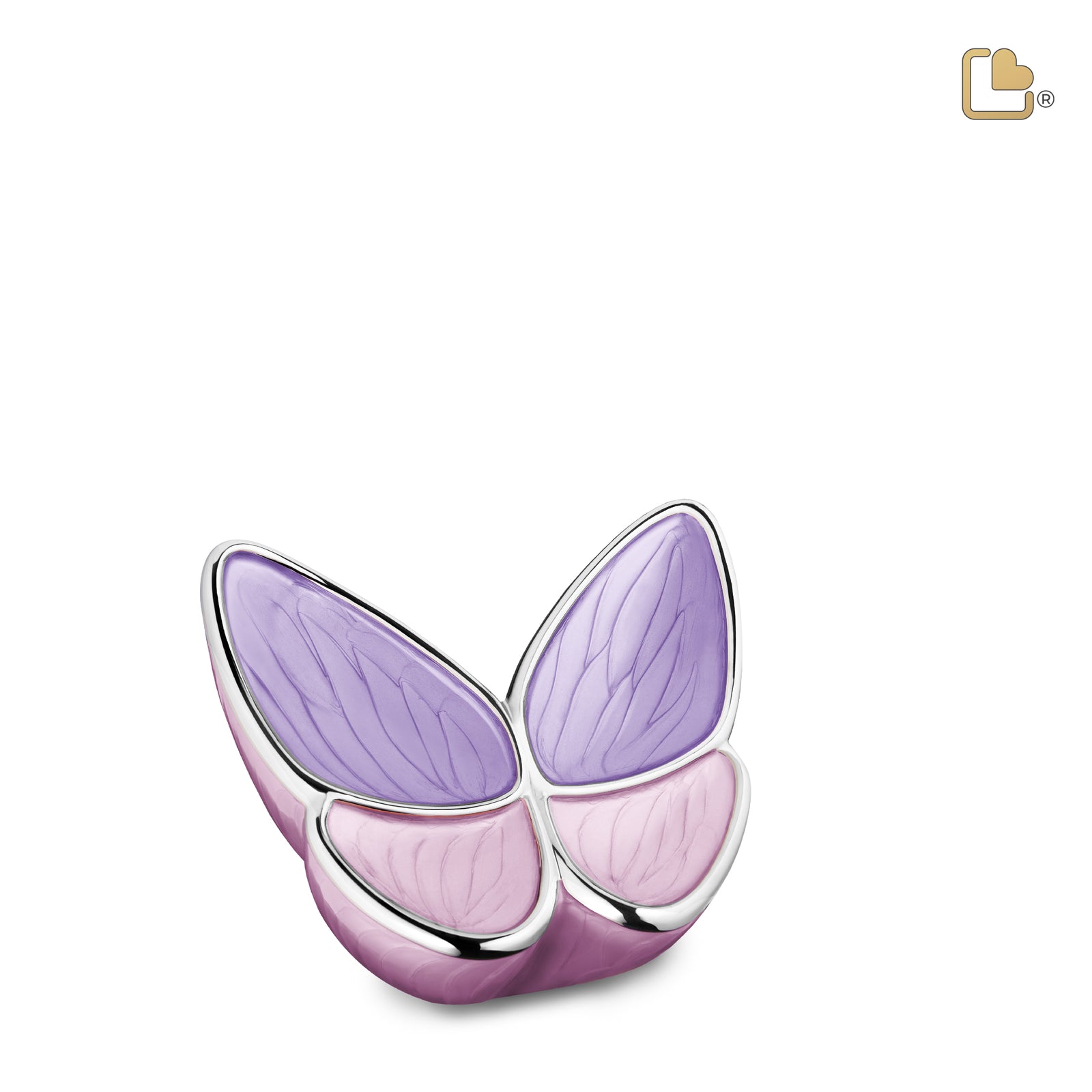 K1040 Wings of Hope Keepsake Urn Pearl Lavender & Pol Silver