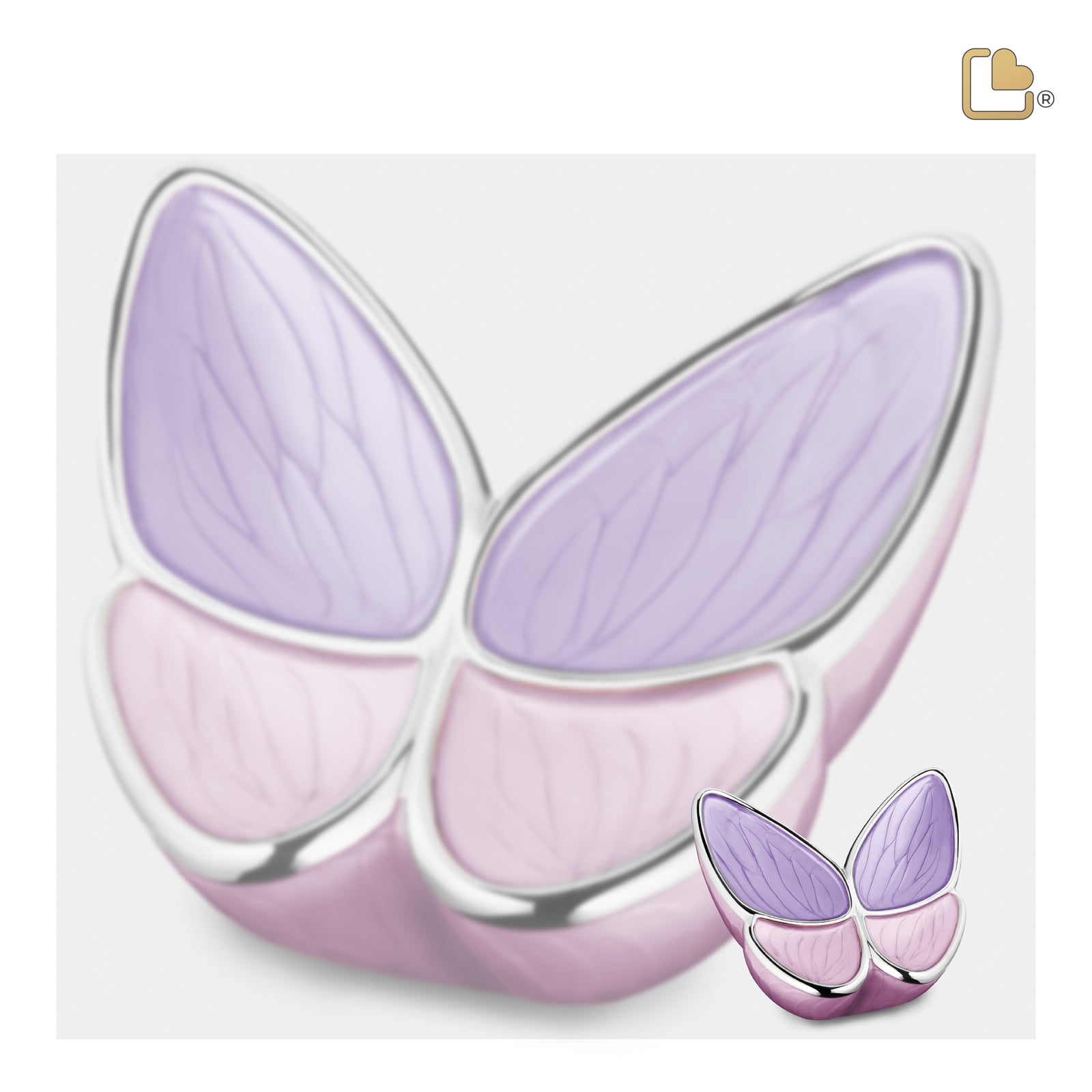 K1040 Wings of Hope Keepsake Urn Pearl Lavender & Pol Silver