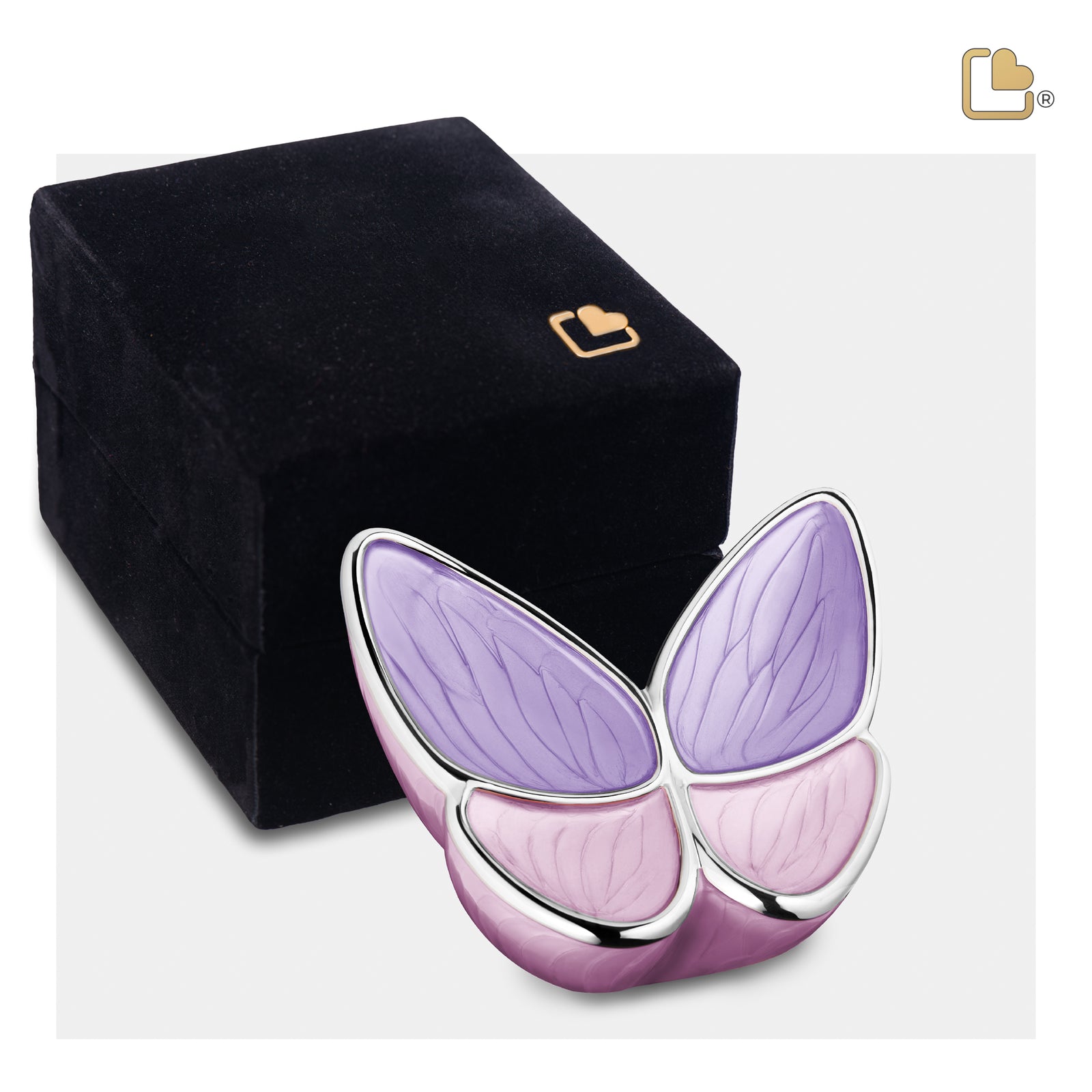 K1040 Wings of Hope Keepsake Urn Pearl Lavender & Pol Silver
