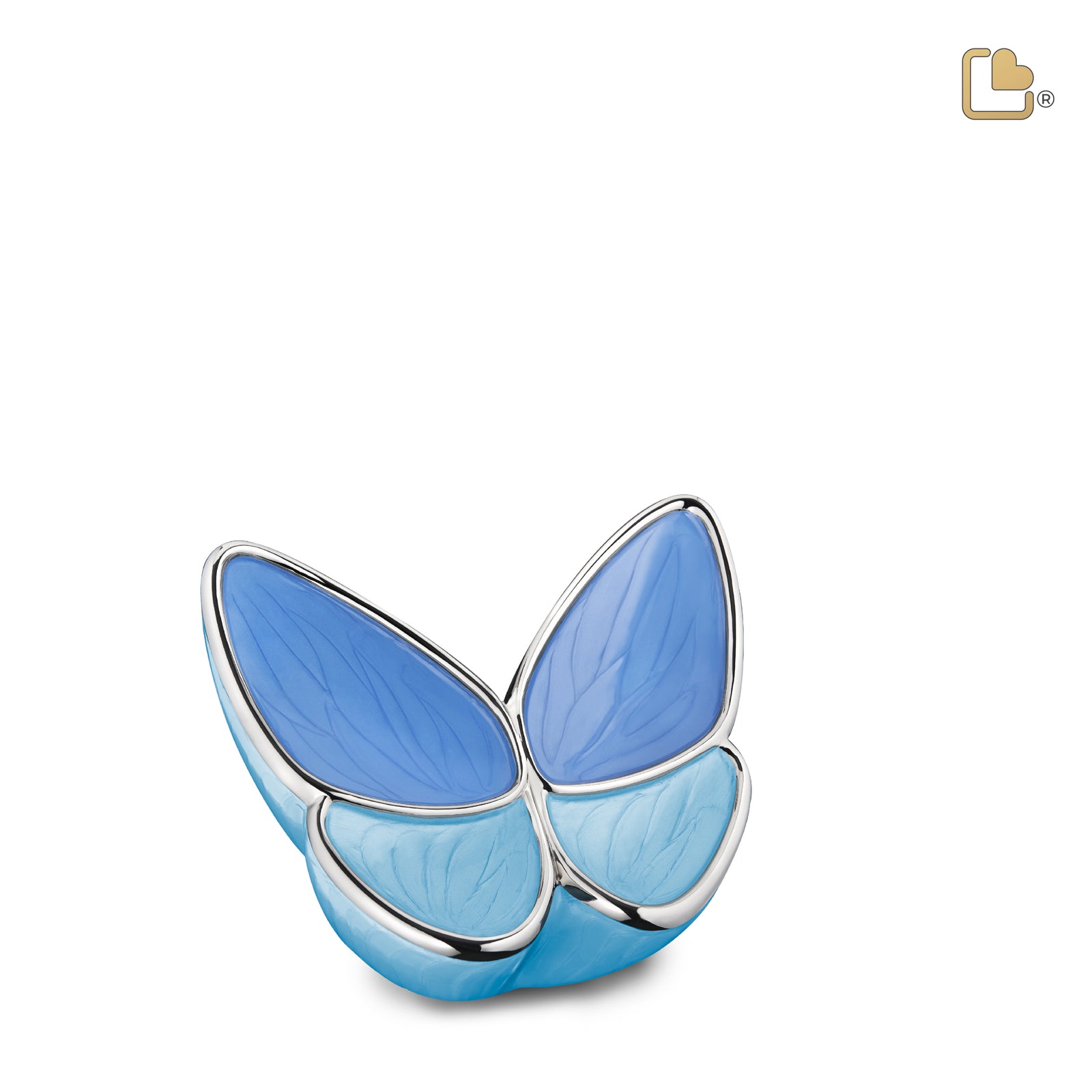 K1041 Wings of Hope Keepsake Urn Pearl Blue & Pol Silver