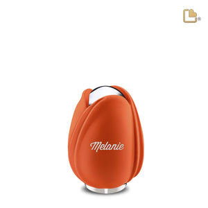 K1051 Tulip Keepsake Urn Orange & Pol Silver