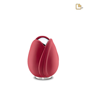 K1052 Tulip Keepsake Urn Red & Pol Silver