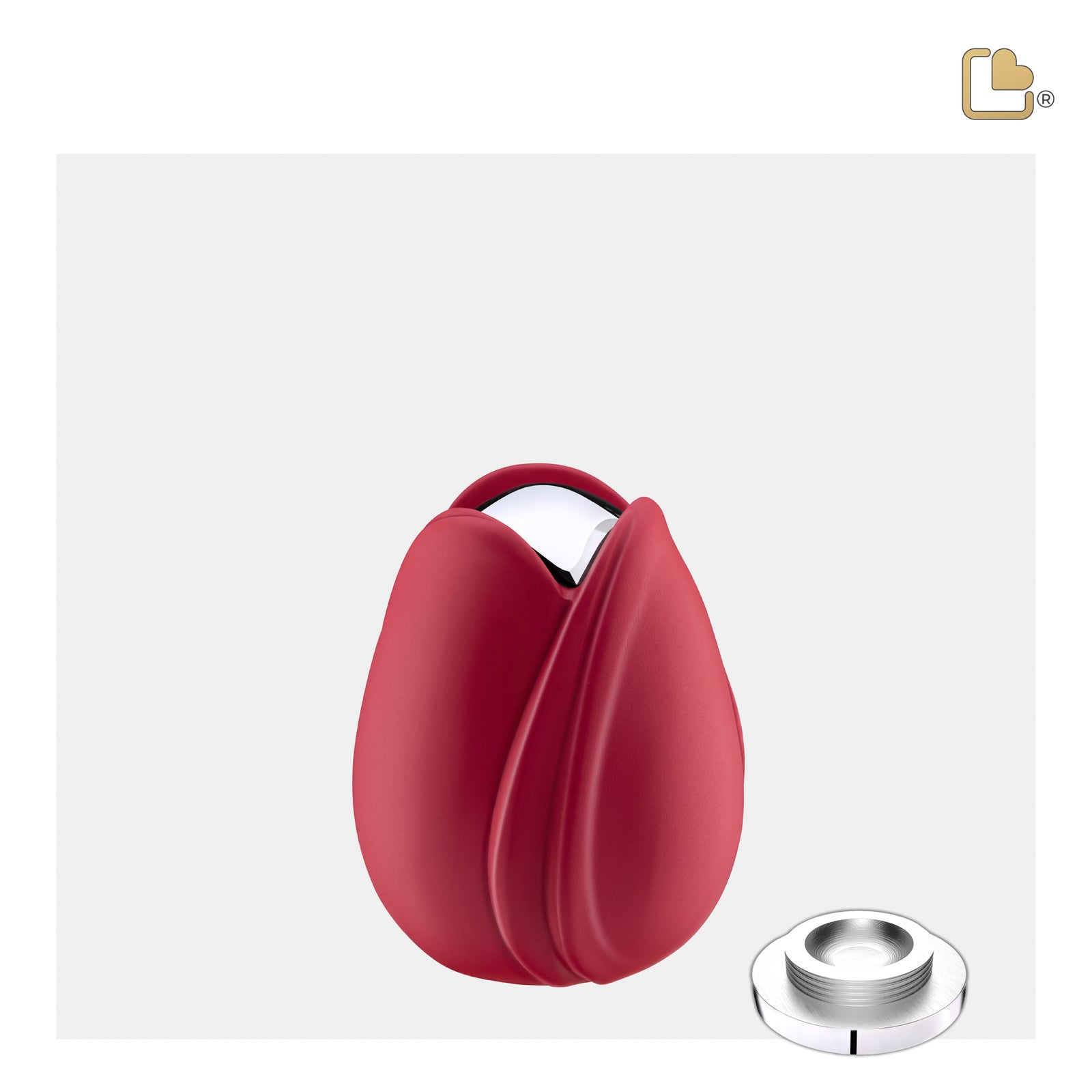 K1052 Tulip Keepsake Urn Red & Pol Silver