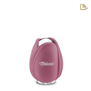K1053 Tulip Keepsake Urn Pink & Pol Silver