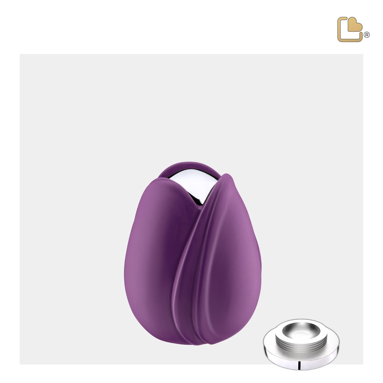 K1054 Tulip Keepsake Urn Purple & Pol Silver