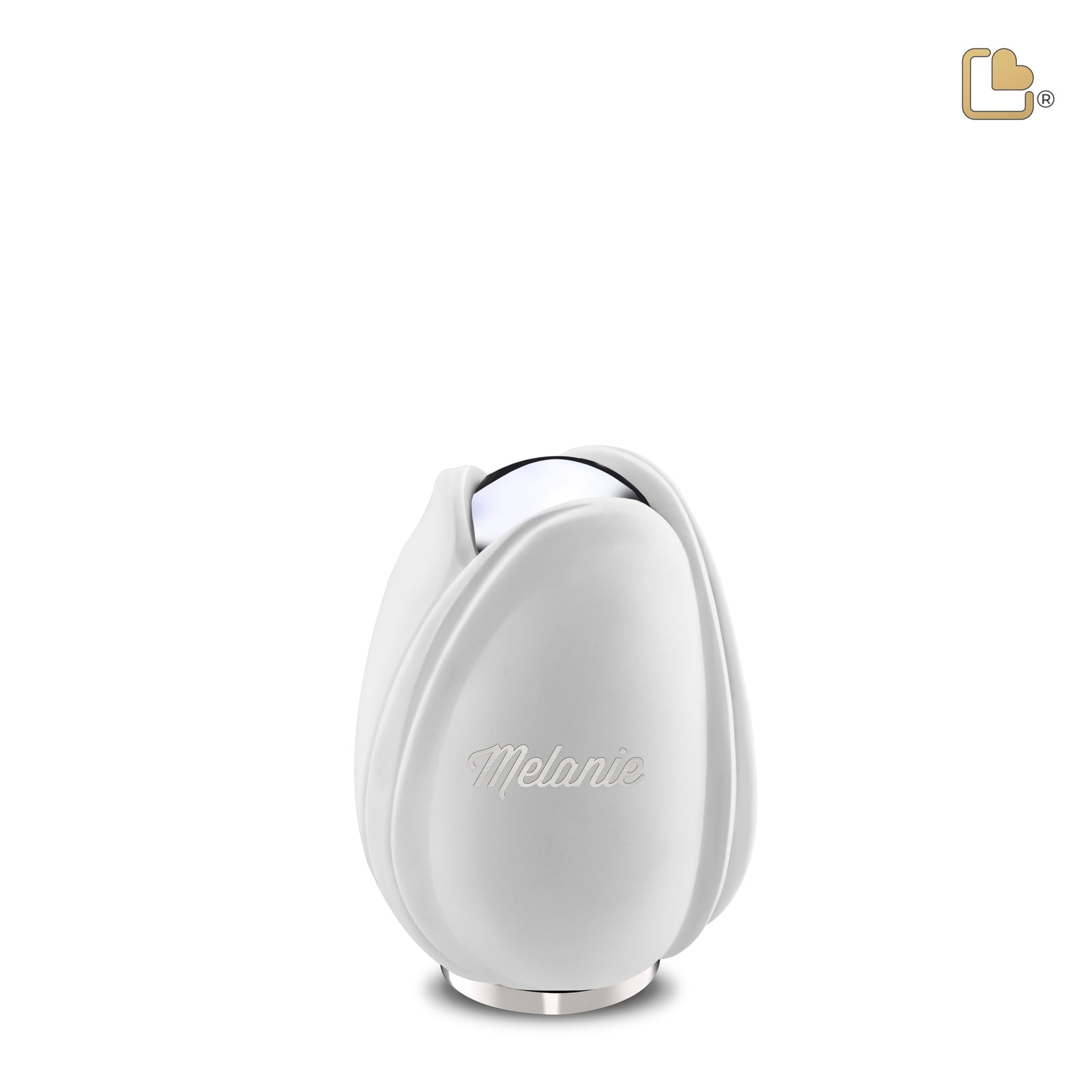 K1055 Tulip Keepsake Urn White & Pol Silver