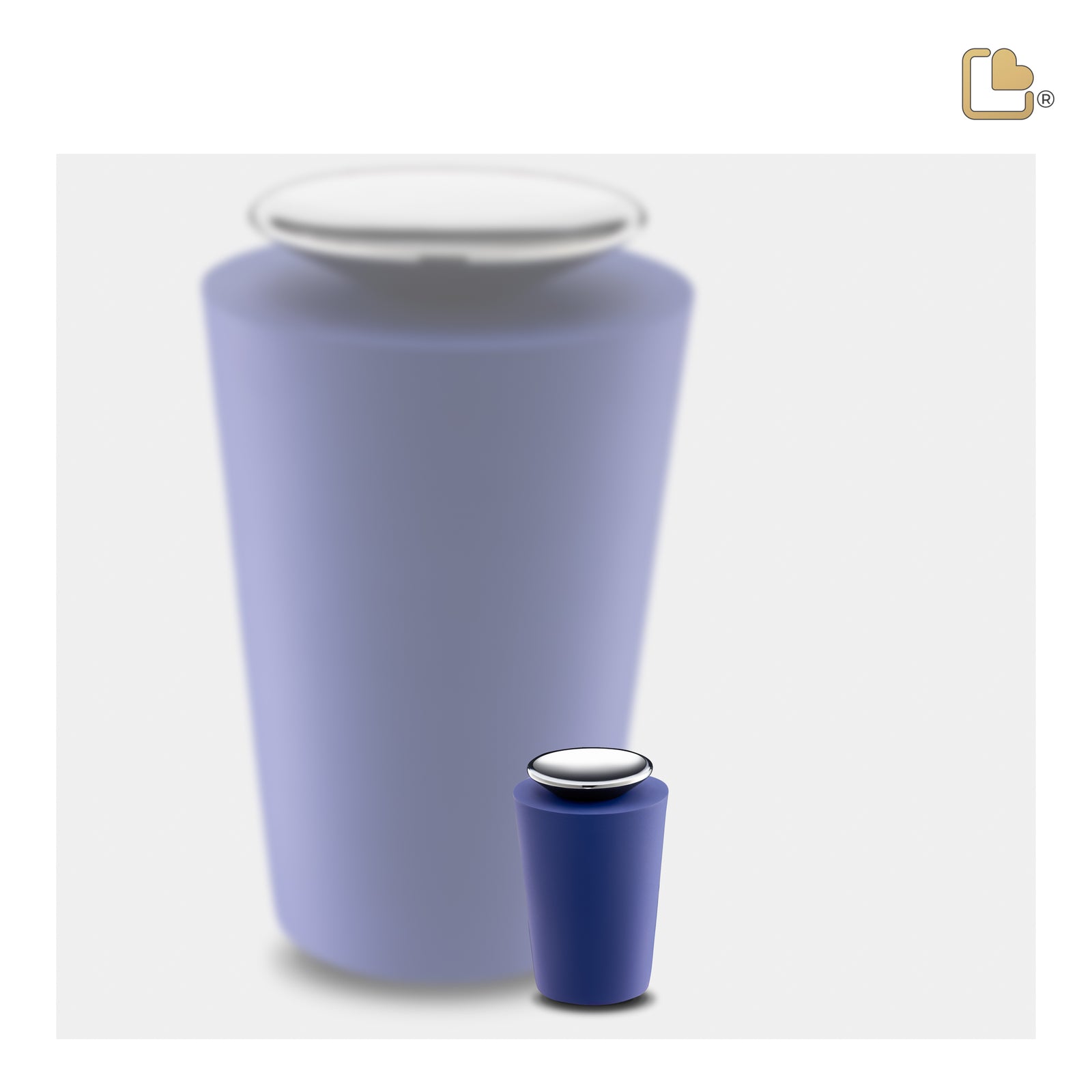 K1072 Crescent Tall Keepsake Urn Navy & Pol Silver