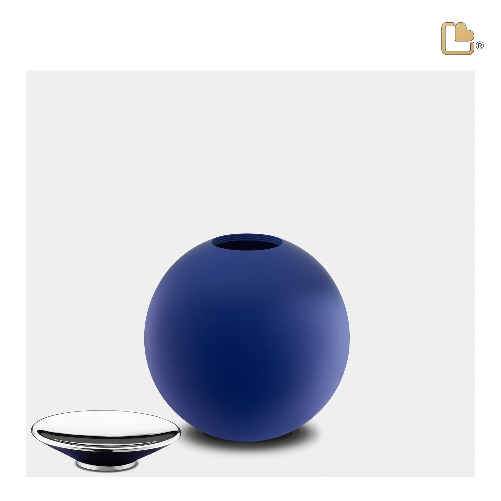 K1073 Crescent Sphere Keepsake Urn Navy & Pol Silver