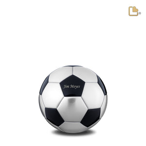 K1151 Football Keepsake Urn Matt Black & Bru Pewter