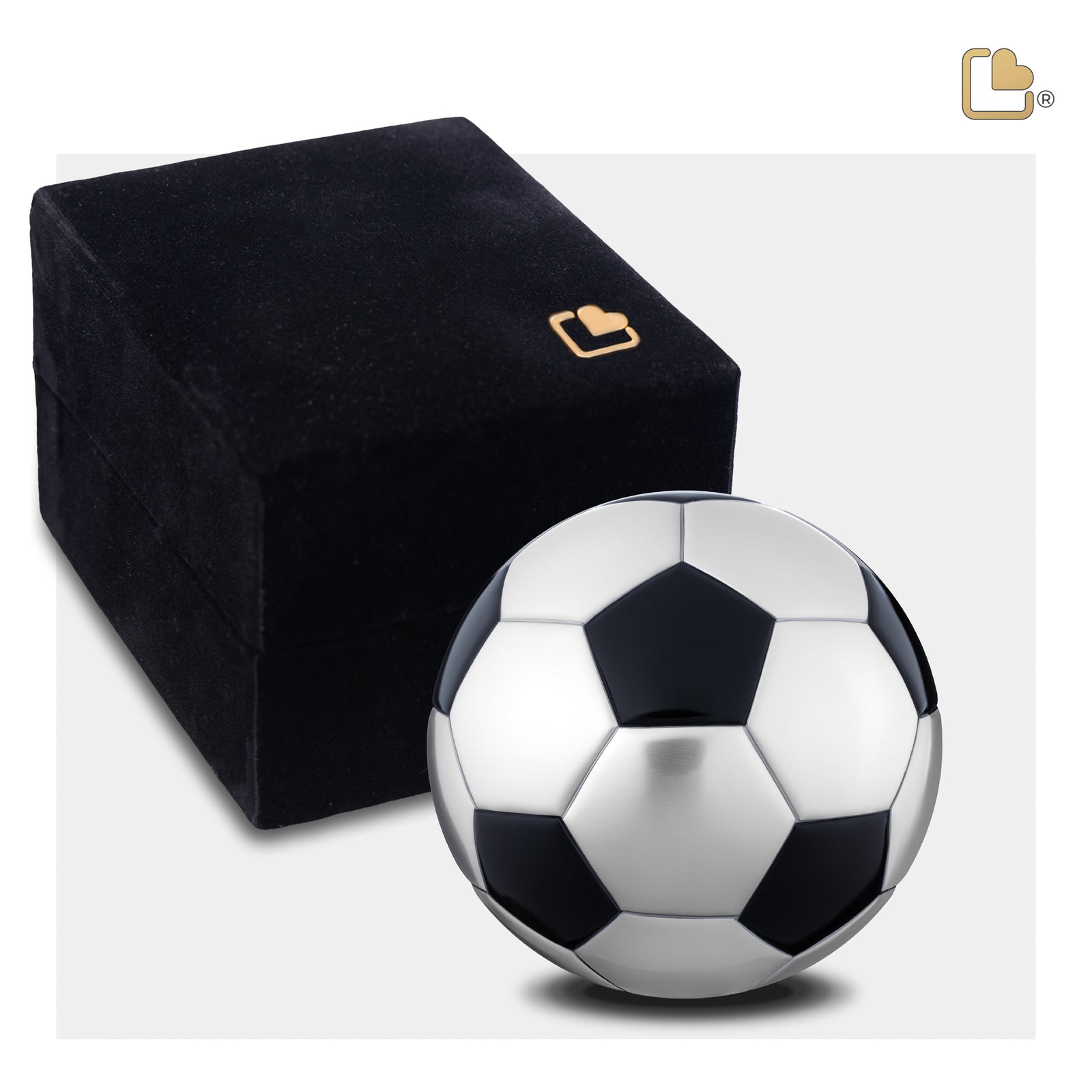 K1151 Football Keepsake Urn Matt Black & Bru Pewter