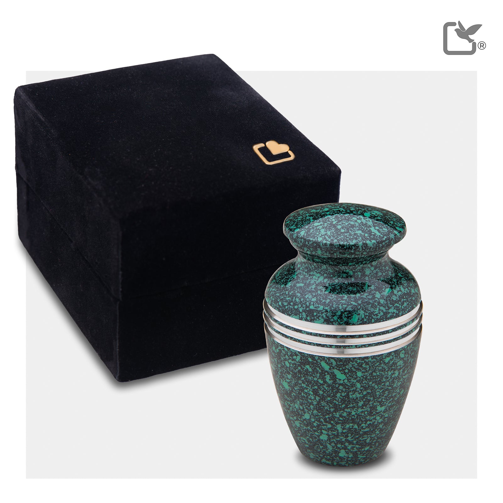 K213 Classic Keepsake Urn Speckled Emerald & Bru Pewter