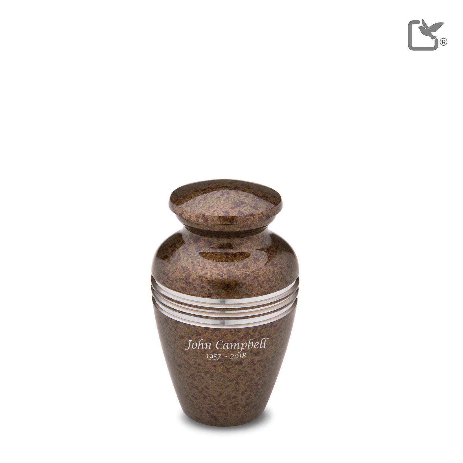 K214 Classic Keepsake Urn Speckled Auburn & Bru Pewter