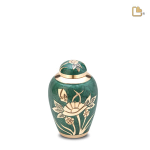 K221 Rose Keepsake Urn Green & Pol Gold