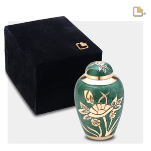 K221 Rose Keepsake Urn Green & Pol Gold
