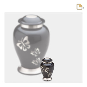 K240 Classic Butterfly Tribute Keepsake Urn Midnight & Bru Pewter