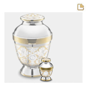 K250 Elegant Floral Keepsake Urn Pol Silver