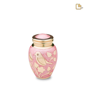 K281 BlessingBirds Keepsake Urn Pearl Pink & Pol Gold