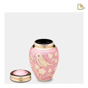 K281 BlessingBirds Keepsake Urn Pearl Pink & Pol Gold